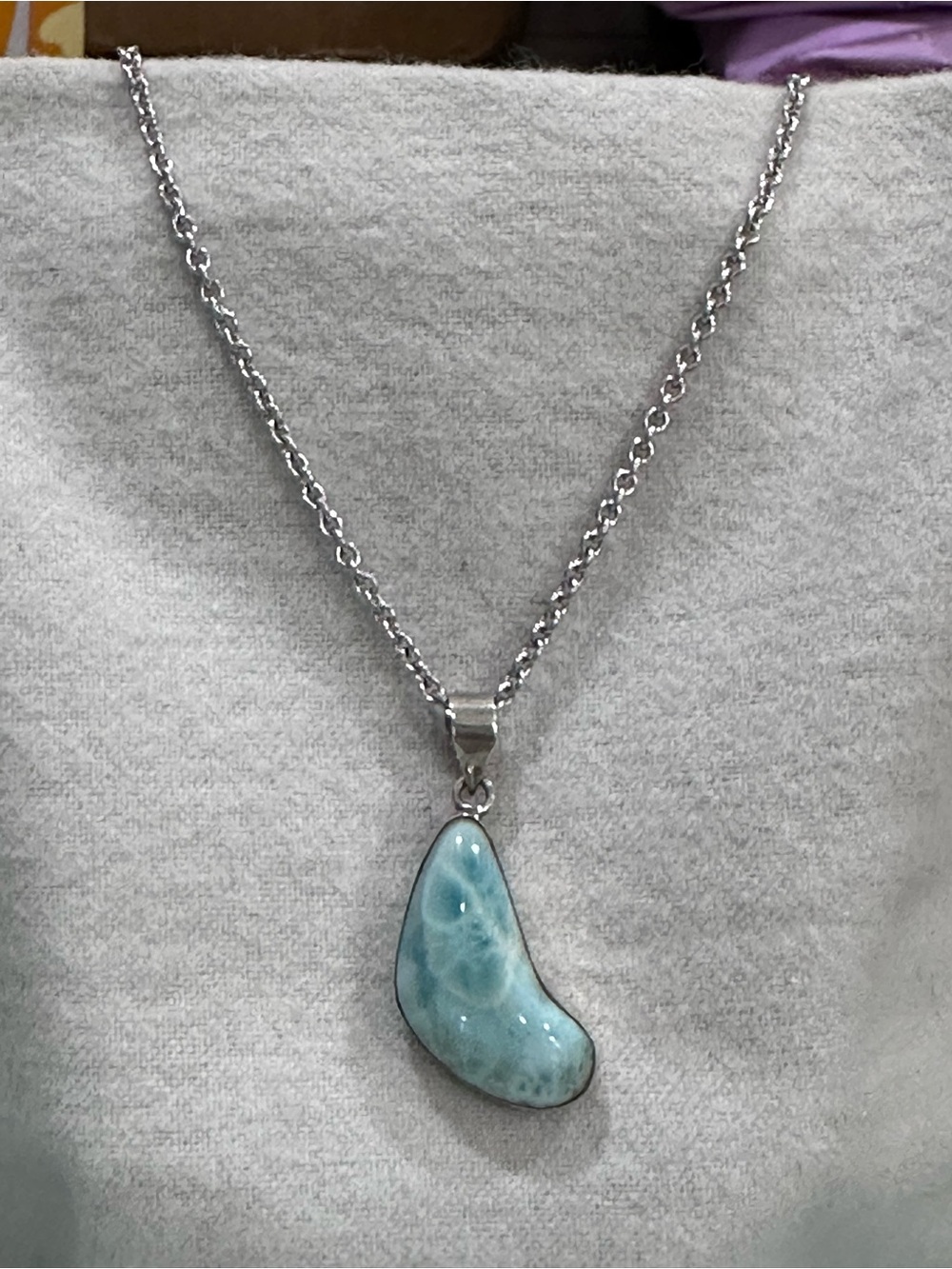 Genuine Larimar Pendant Necklace
